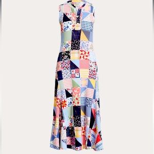 Polo Ralph Lauren Women's Quilt Print Waffle Knit Sleeveless Maxi Dress